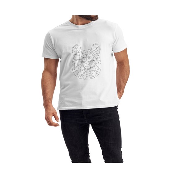 QTH Unisex Men and female White Half Sleeve Tee – Bold, Stylish & Comfortable – Brown Bear Trendy Print, Size "L"