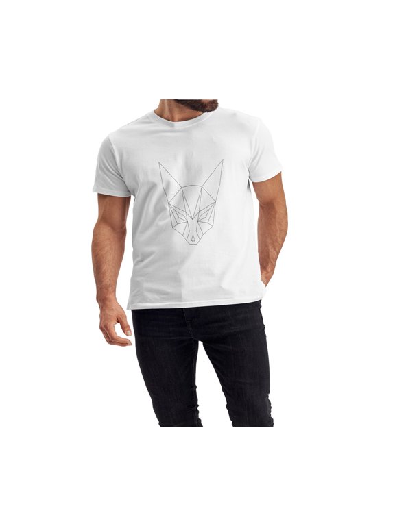 Unisex Men and female White Half Sleeve Tee – Bold, Stylish & Comfortable – Fox Trendy Print, Size "L"