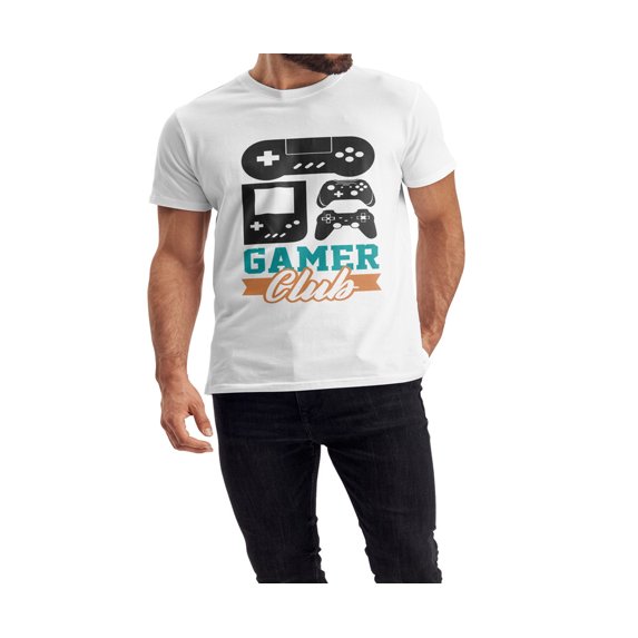 QTH Unisex Men and female White Half Sleeve Tee – Bold, Stylish & Comfortable – Gamer Club Trendy Print Size "M"