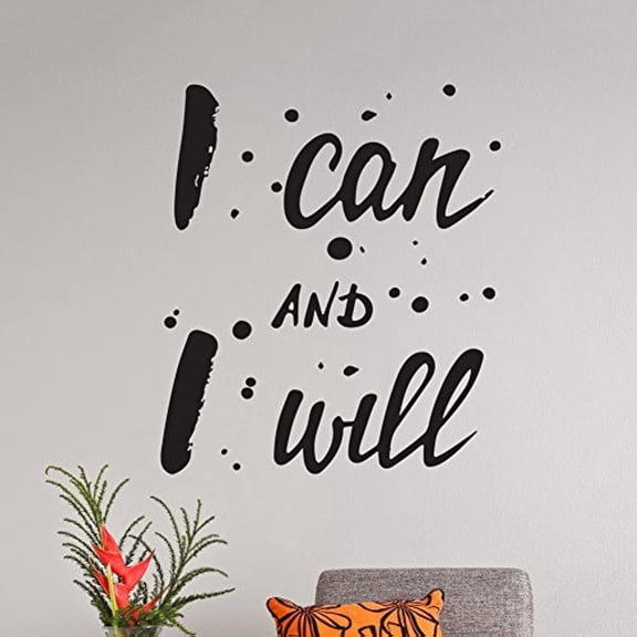 QTH Wall Quote Motivational Home Wall Decor Vinyl Sticker Decal Mural Art Inspire I can and I Will