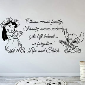 QTH Wall Stickers Art Decor Decals Ohana Family Quote Nursery Inspired Wall Decal Lilo Stitch Ohana Means Family Vinyl Stickers 56X28Cm