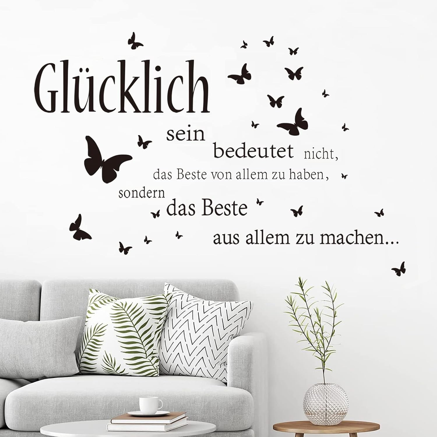 QTH Wall Stickers Written and Phrases Wall Sticker Quotes Black Butterfly Wall Stickers for Bedroom Living Room Office