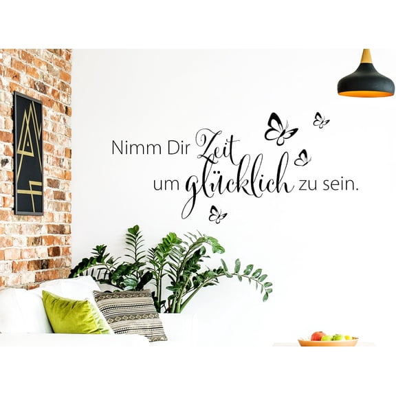 QTH Wall Tattoo with German Text Nimm Dir Zeit um I Black (W x H) 80 x 36 cm I Self-Adhesive Sticker for Living Room Bedroom Wall Sticker Quotes Wall Sticker