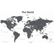 QTH World map, modern, gray, wall stickers, childrens room, baby room, childrens room, living room, extra large