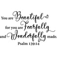 thumbnail image 1 of QTH You are Beautiful for You are Fearfully and Wonderfully Made Wall Sticker Inspirational Decal Motivational Office Decor Quote Wall Art Vinyl Classroom Words and Saying 32x20in, 1 of 4