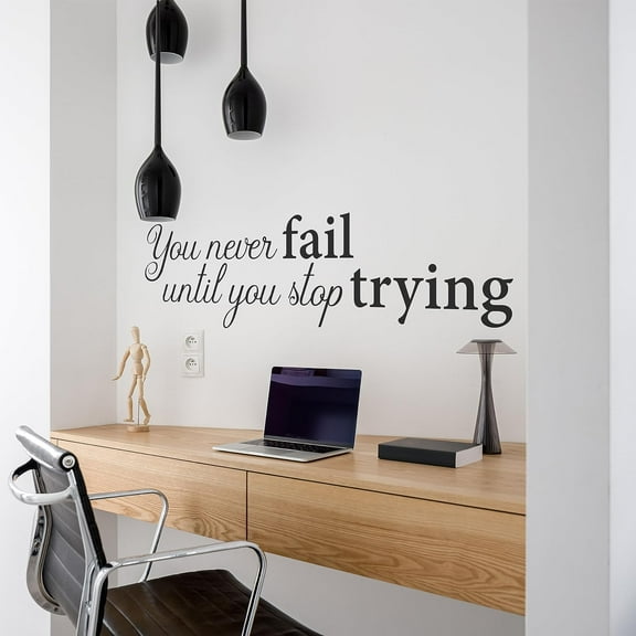 QTH You Never Fail Until You Stop Trying Wall Sticker Inspirational Wall Decal Motivational Office Decor Quote Inspired Gym Wall Art Vinyl Wall Decal School Classroom Words and Saying