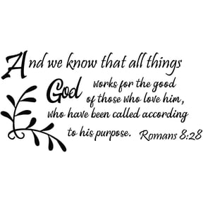 QTH and we know that everything God works for the good of those who love him Romans 8:28 - Cut Vinyl Separated Letters Bible Versions Scripture Inspiring Quotes Wall Sticker Home Decor