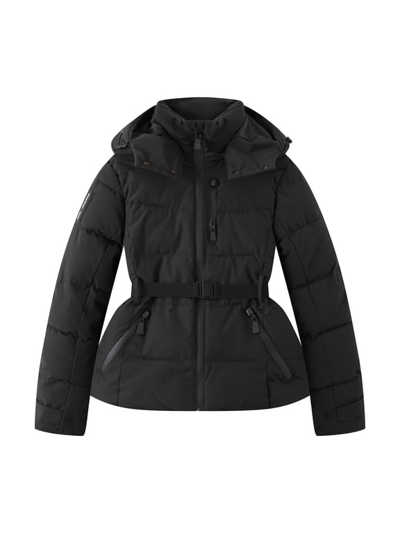 Windproof Ski Jacket for Womens Winter Thick Warm Breathable Hooded Snow Jacket Quilted Puffy Insulated Snowboarding Coat
