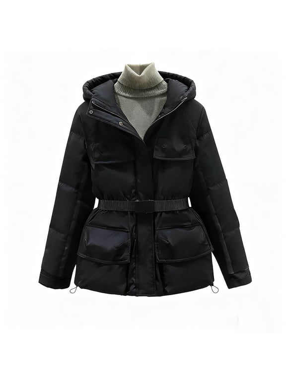 Windproof Ski Jacket for Womens Winter Thick Warm Breathable Hooded Snow Jacket Quilted Puffy Insulated Snowboarding Coat