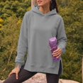 thumbnail image 1 of QTISFD Women's Hoodies Long Sleeved Side Split Hem Oversized Solid Soft Hooded Sweatshirt Fall Winter Loose Lightweight Althletic Pullover Hoodie, 1 of 7