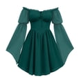 thumbnail image 1 of QTISFD Women's Medieval Renaissance Fairy Dress Chiffon Off Shoulder Long Bell Sleeve Lace Up Short Dresses Gothic Court Dress, 1 of 9