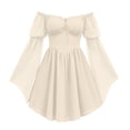 thumbnail image 1 of QTISFD Women's Medieval Renaissance Fairy Dress Chiffon Off Shoulder Long Bell Sleeve Lace Up Short Dresses Gothic Court Dress, 1 of 9