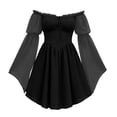 thumbnail image 1 of QTISFD Women's Medieval Renaissance Fairy Dress Chiffon Off Shoulder Long Bell Sleeve Lace Up Short Dresses Gothic Court Dress, 1 of 9
