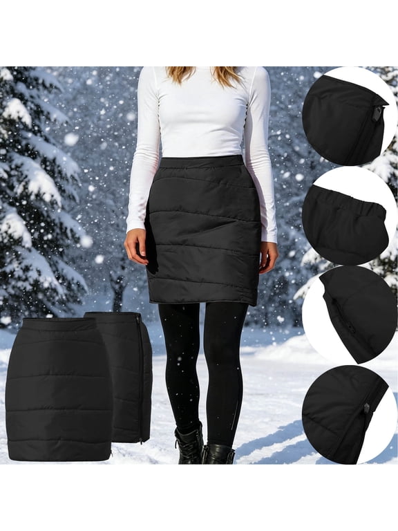 Women's Puffer Quilted Skirt Elastic Waist Full Side Zip Fall Winter Insulated Down Short Skirts Casual Solid Warm Wrap Mini Dress