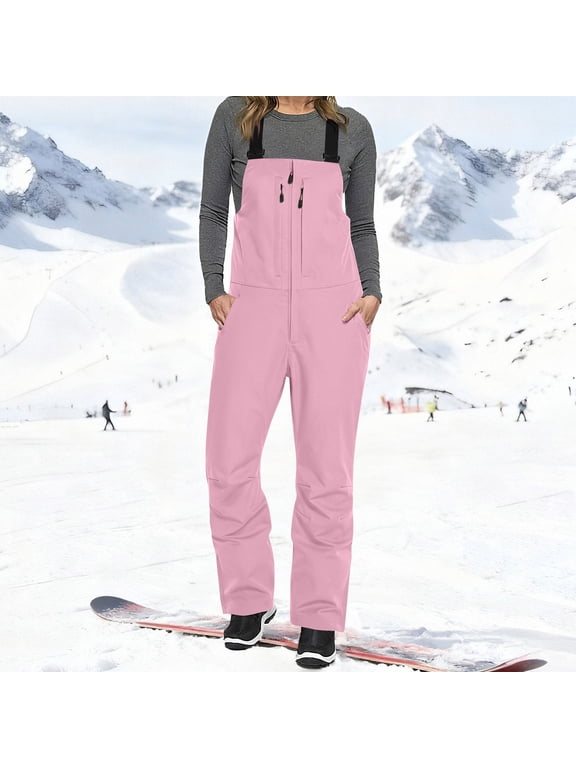 Women's Snow Ski Bib Overalls Insulated Waterproof Windproof Snowboarding Pants One Piece Ski Jumpsuit Womens Plus Size Straight Leg Ski Pant