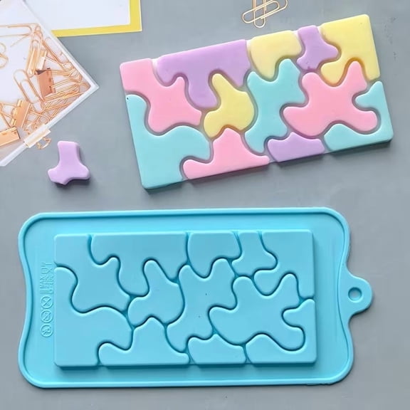 QTJD Creative Jigsaw Silicone Mold - Fun Baking Tool for Unique Cookies, Chocolates, Ice Cubes, and Puddings