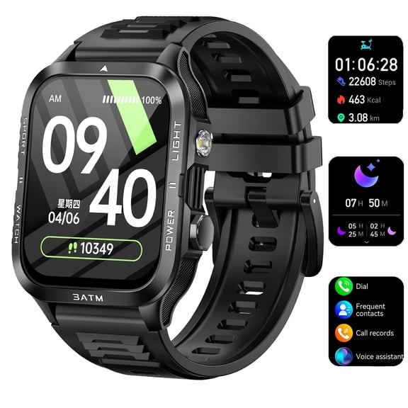 Outdoor Fitness Smart Watch Bluetooth Call,Make Calls,Fitness Tracker,for Ios Android,30m Waterproof,30 Days,Multiple Languages,Women Men Watches