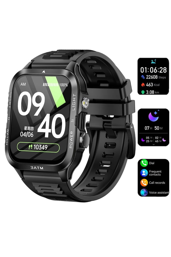 Outdoor Fitness Smart Watch Bluetooth Call,Make Calls,Fitness Tracker,for Ios Android,30m Waterproof,30 Days,Multiple Languages,Women Men Watches