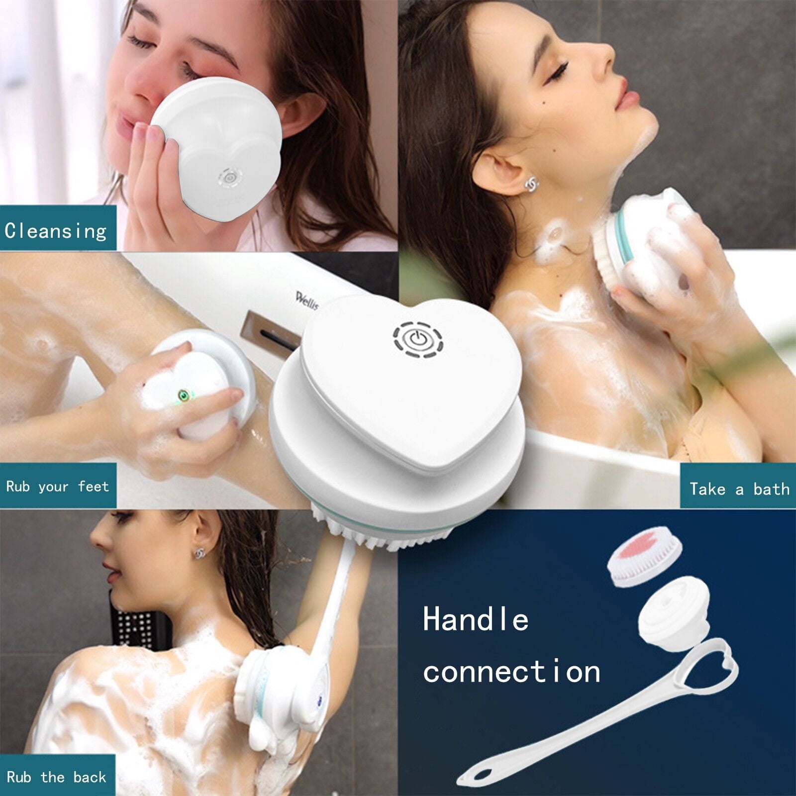 QTOCIO Bathroom Accessories, Electric Body Brush For Exfoliating And ...