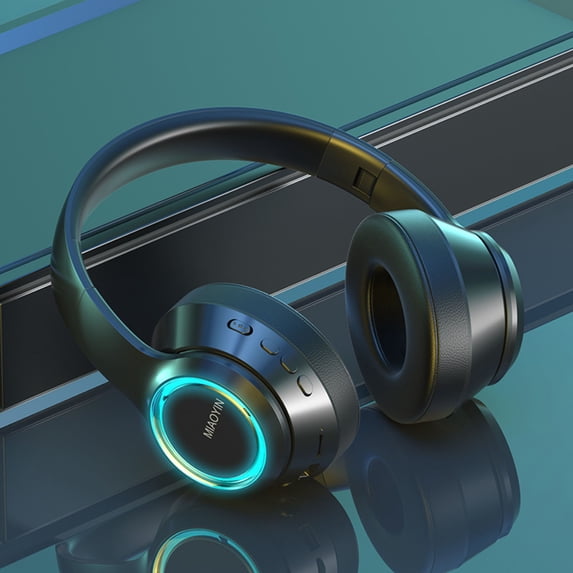 QTOCIO Bluetooth Headphones, 5.2 Bluetooth Headset Sports Game Heavy Bass Headset Super Led Cool Light Effect, Waterproof And Sweat, Folding And Storing Perfect Gifts