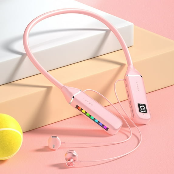 QTOCIO Bluetooth Headphones, Hanging Neck Bluetooth Earphones With Live RGB Dazzling Lights, LED Digital Display, Ultra Long Standby Sports Earphones