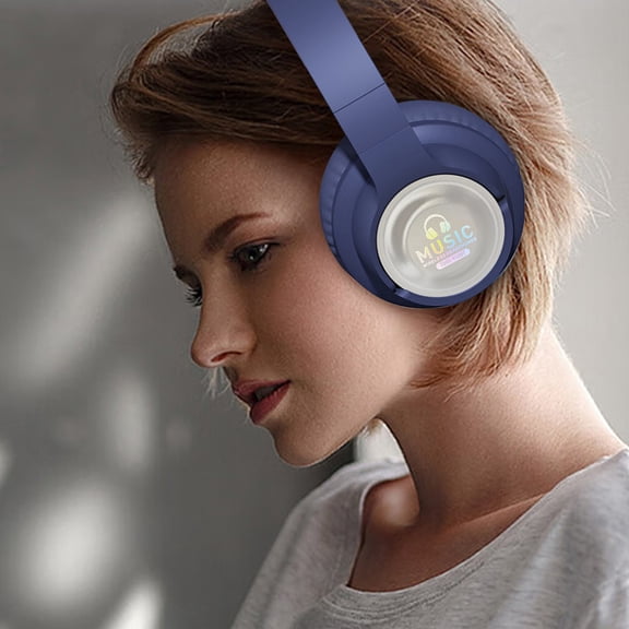 QTOCIO Bluetooth Headphones, New Headworn Bluetooth Earphones With True Wireless Noise Reduction Luminous Colorful Light HiFi High Sound Quality Sports Headphones
