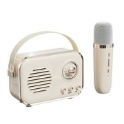 QTOCIO Bluetooth Speaker, Microphone Bluetooth Speaker Home Outdoor Song Portable Retro Sound System