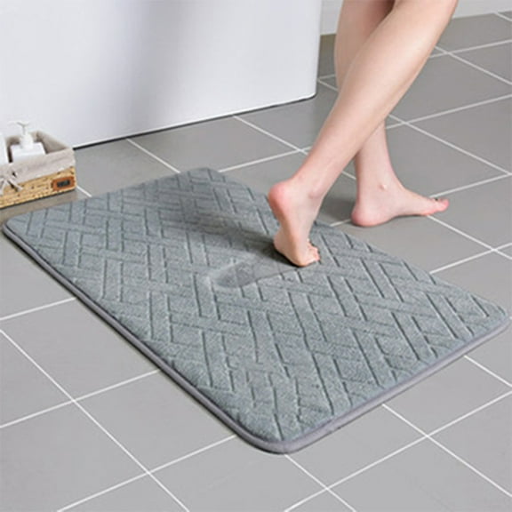 QTOCIO Floor Mats, Light Luxury Bathroom Memory Foam Absorbent Bathroom Toilet Doorway Quick Dry Foot Mat Entry Door Mat Non-slip Mat, 40x60cm, Gray