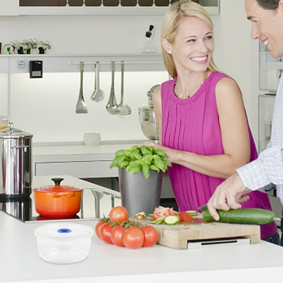 QTOCIO Food Storage Containers, Clear Plastic Round Box, Bento Box Can Be Refrigerated Microwave Oven Heated With Exhaust Hole