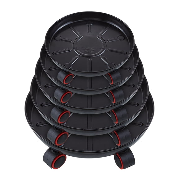 QTOCIO Garden Tools, Iron Metal Universal Wheel Base Circular Thickened Pad With Water Receiving Box, Movable Iron Metal Flower Pot With Roller Tray