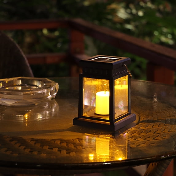 QTOCIO Garden Tools, Solar Outdoor Garden Light 2 Packs LED Retro Lantern Light Candle Light Hanging Light Water Proof Outdoor Decorative Lamp