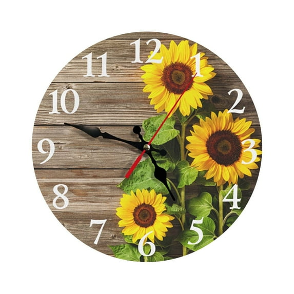Christmas Clearance 2024! QTOCIO Home Decor, 30cm European Retro Rustic Sunflower Wall Clock Home Living Room Decoration Wall Clock