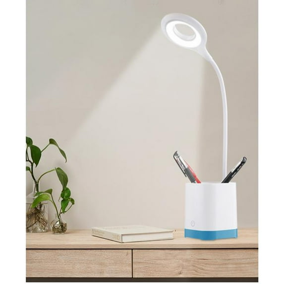 QTOCIO Home Decor, LED Smart Feel Dimming Bedside Table Lamp With Pen Holder, Student Eye Protection Study Lamp, Suitable For Bedrooms And Dormitories