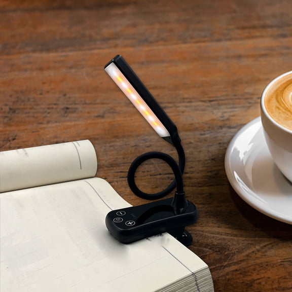 QTOCIO Home Decor, Mini Three-T-ouch Rechargeable Book Lamp, Clip Reading, USB Desk Lamp, Eye Protection, Book Clip, 360° Flexible Gooseneck Clip