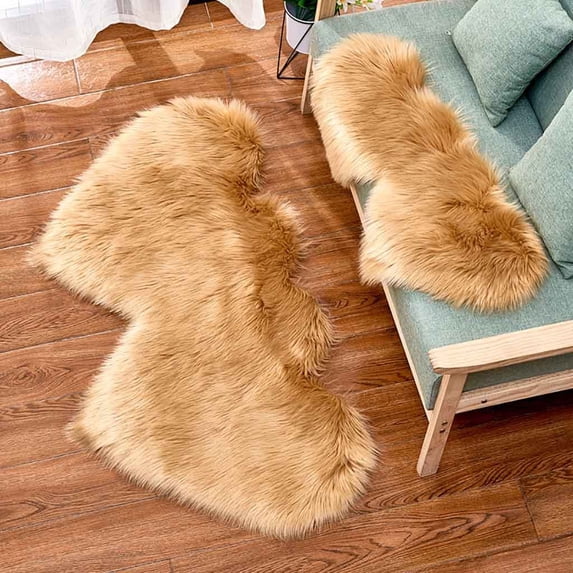 QTOCIO Home Decor, Wool Imitation Sheepskin Rugs Faux Non Slip Bedroom Carpet Mats