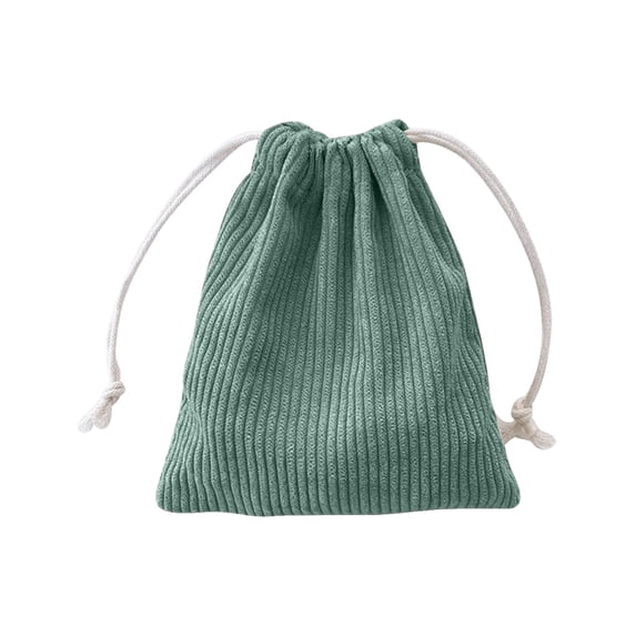 QTOCIO Makeup Bag, Corduroy Storage Bag With Drawstring Strap Pocket Makeup Bag For Women Large Capacity Coin Bag