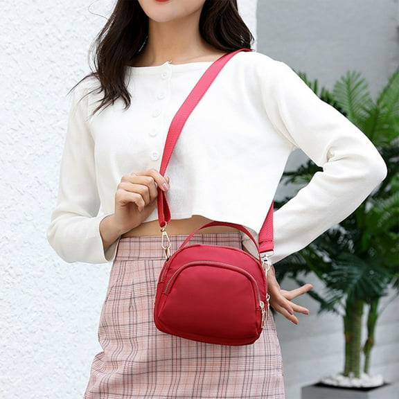 QTOCIO Organization And Storage, Body Bag Women Nylon, Ladies Purse Mini 3 Layer Zipper Shoulder Wallet Bag