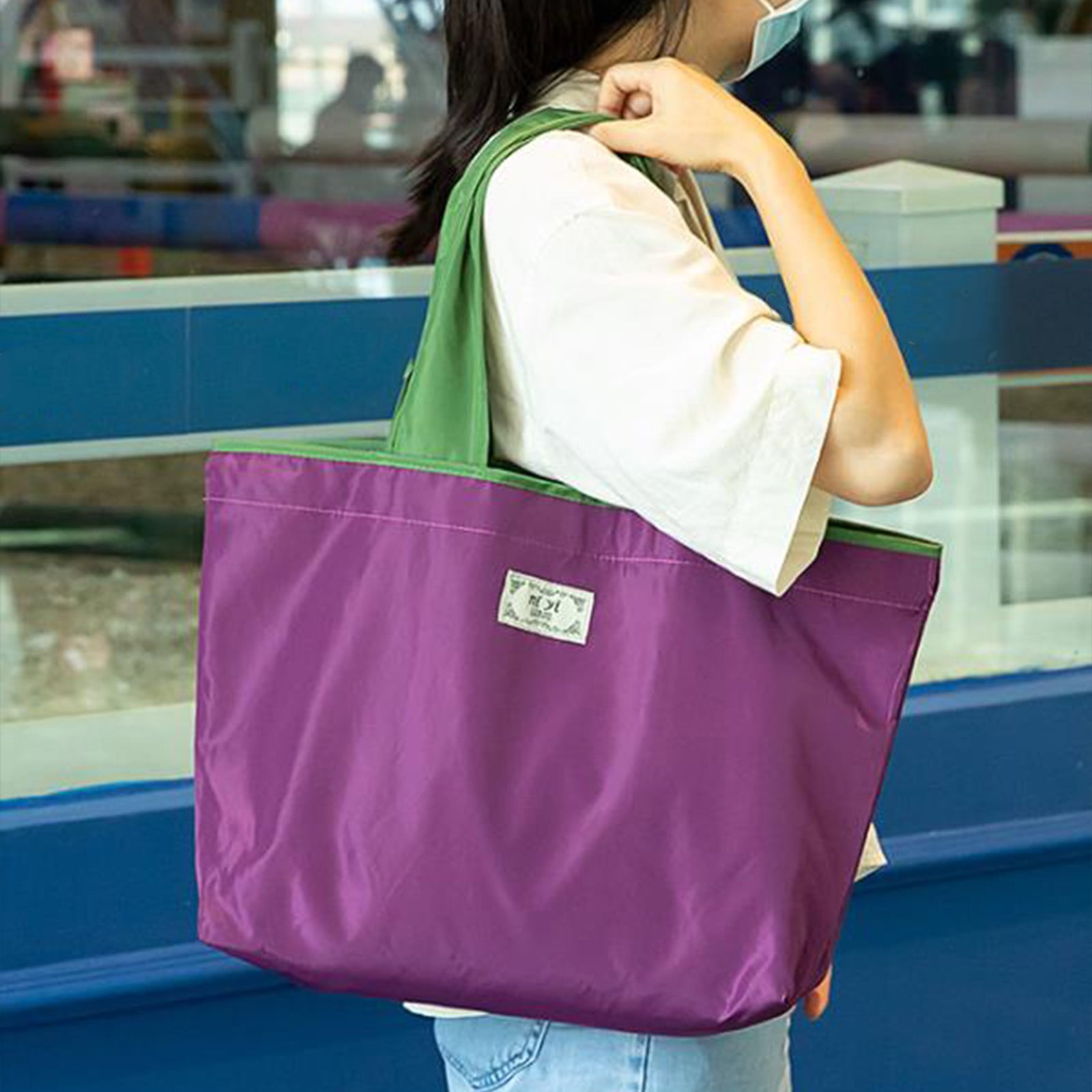 Rvasteizo Organization And Storage Reusable Grocery Bags Foldable Machine Washable Shopping Bags Colorful Large Folding Bags Zipper Storage Pouch