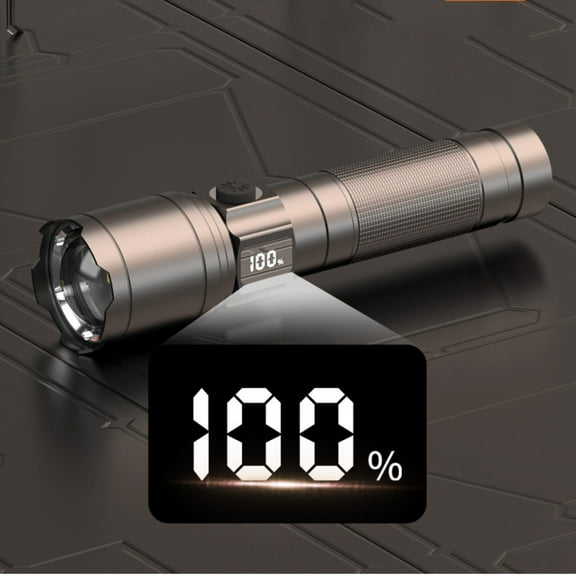 QTOCIO Outdoor Lights, LCD Battery Flashlight, 10000 Lumens Super Bright Flashlight, Zoomable, Rechargeable Flashlight With 4 Modes, Powerful Handheld Flashlight