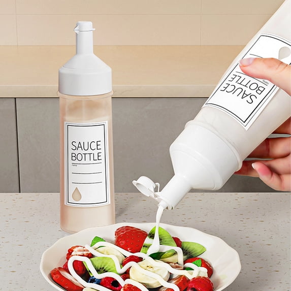 QTOCIO Summer Savings Clearance! Kitchen Gadgets, Condiment Squeezing Bottles 11 Ounces With Flip Top Cap Hot Condiment Bottles Squeezing For Condiments Oil Icing Liquids