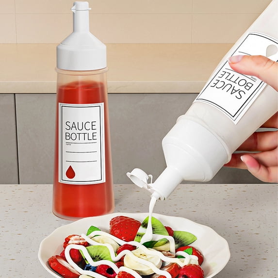 QTOCIO Summer Savings Clearance! Kitchen Gadgets, Condiment Squeezing Bottles 11 Ounces With Flip Top Cap Hot Condiment Bottles Squeezing For Condiments Oil Icing Liquids