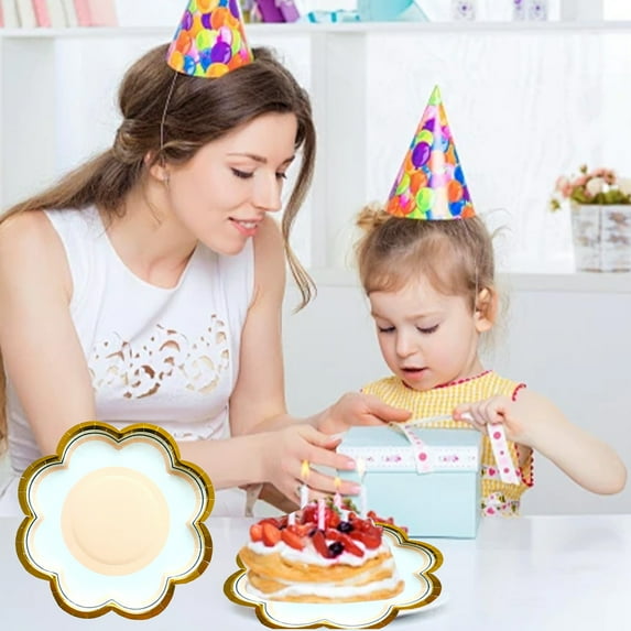 QTOCIO Party Supplies, Petaly Shaped Cake Plates Picnic Plates Outdoor Disposable Paper Plates Thickened Tableware Paper Plates Fruit Plates
