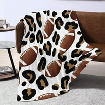 QTOCIO Throw Blanket Flannel Microfiber Fleece Blankets For Couch Or Bed Super Cozy Soft Warm Fuzzy With Football Pattern 100x130cm