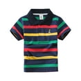 thumbnail image 1 of QTOCIO Toddler Girl Clothes, Summer Girls Shirts, Children's Stripe Print Sports Short Sleeved Turndown Collar Blouse T-shirt for Kids, Black, 11 Years, 1 of 3