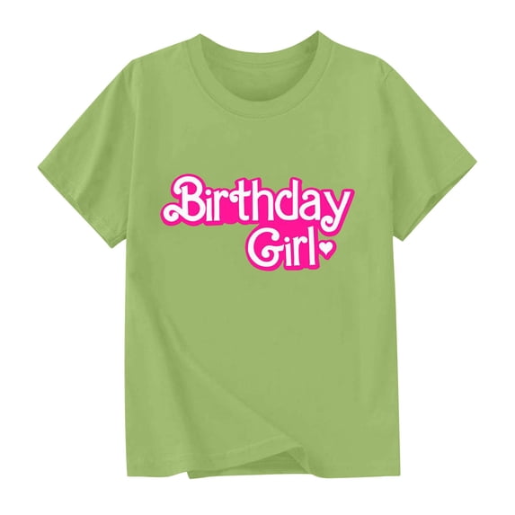 QTOCIO Toddler Girl Clothes, Summer Girls Shirts, New Birthday Day Shirts for Kids Short Sleeve Graphic T-Shirt Round Neck Top for 2-15 Years, Green, 11 Years