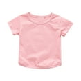 thumbnail image 1 of QTOCIO Toddler Girl Clothes, Summer Girls Shirts, Toddler Kids Girls Fashion Cute Solid Color Breathable Soft Short Sleeve Top, Pink, 3 Years, 1 of 5