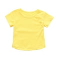 thumbnail image 1 of QTOCIO Toddler Girl Clothes, Summer Girls Shirts, Toddler Kids Girls Fashion Cute Solid Color Breathable Soft Short Sleeve Top, Yellow, 12 Months, 1 of 5