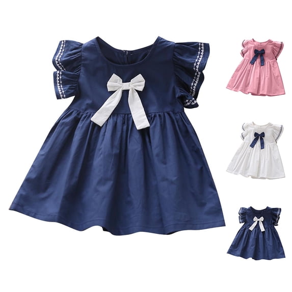 QTOCIO Toddler Girls Dresses, Baby Girl Clothes, Girl's Sleeveless Printed Dress Fashionable and Cute Princess Dress, Sky Blue, 1 Years