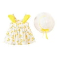 thumbnail image 1 of QTOCIO Toddler Girls Dresses, Baby Girl Summer Clothes, Toddler Kids Baby Girls Fashion Cute Sleeveless Sweet Flower Print Ruffle Dress Hat Set, Yellow, 12 Months, 1 of 5