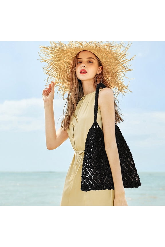 Tote Bag for Women, Women Straw Crochet Backpack Flap Drawstring Shoulders Bag Casual Beach Daypack Crossbody Handbags